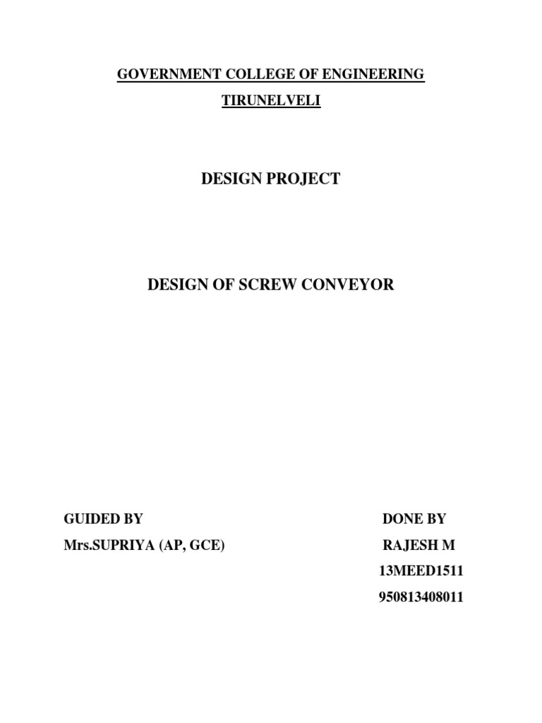 Screw Conveyor Design and Calculations | PDF | Screw | Mechanical ...