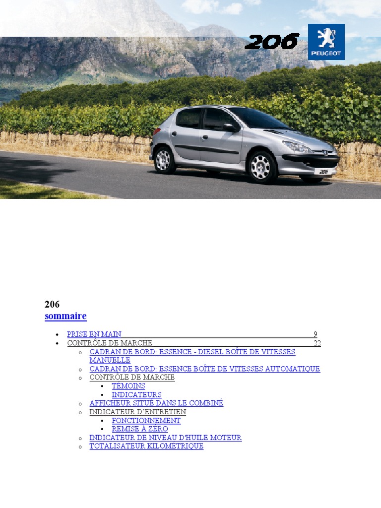 Peugeot206(jan2008fev2009)noticemodeemploimanuel