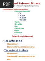 Conditional Statement & Loops