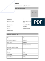 National University of Singapore: Graduate Coursework Programme Admission Application Form