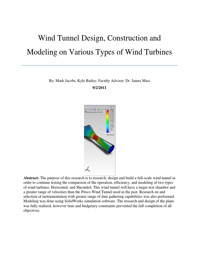 Wind Tunnel Design for Turbine Testing | PDF | Wind Tunnel | Turbine