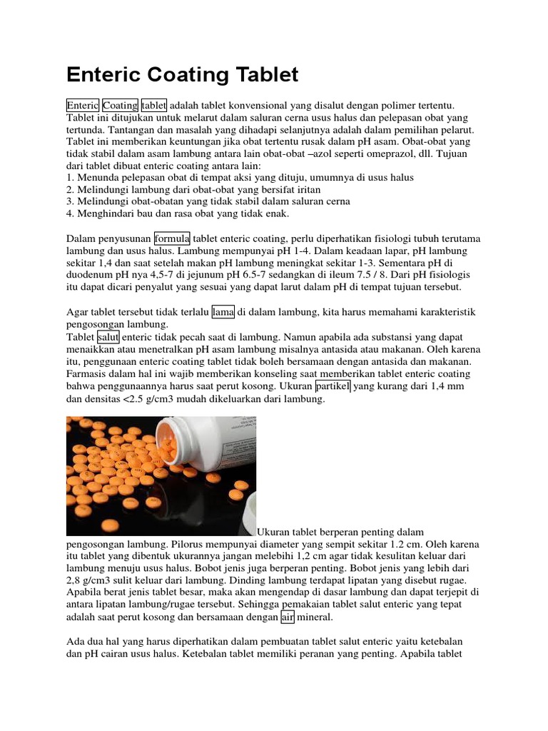 Enteric Coating Tablet | PDF