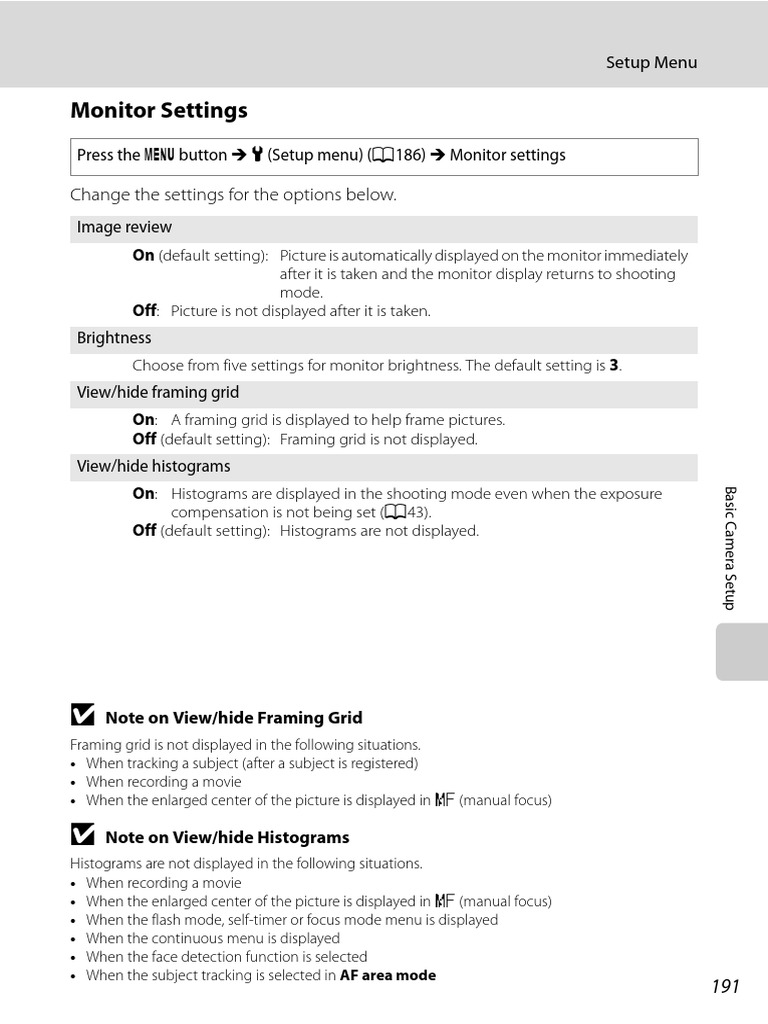 Camera Monitor Settings Guide | PDF