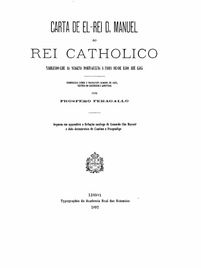 Carta de ElRei D. Manuel Ao Rei Catholico PDF Natureza