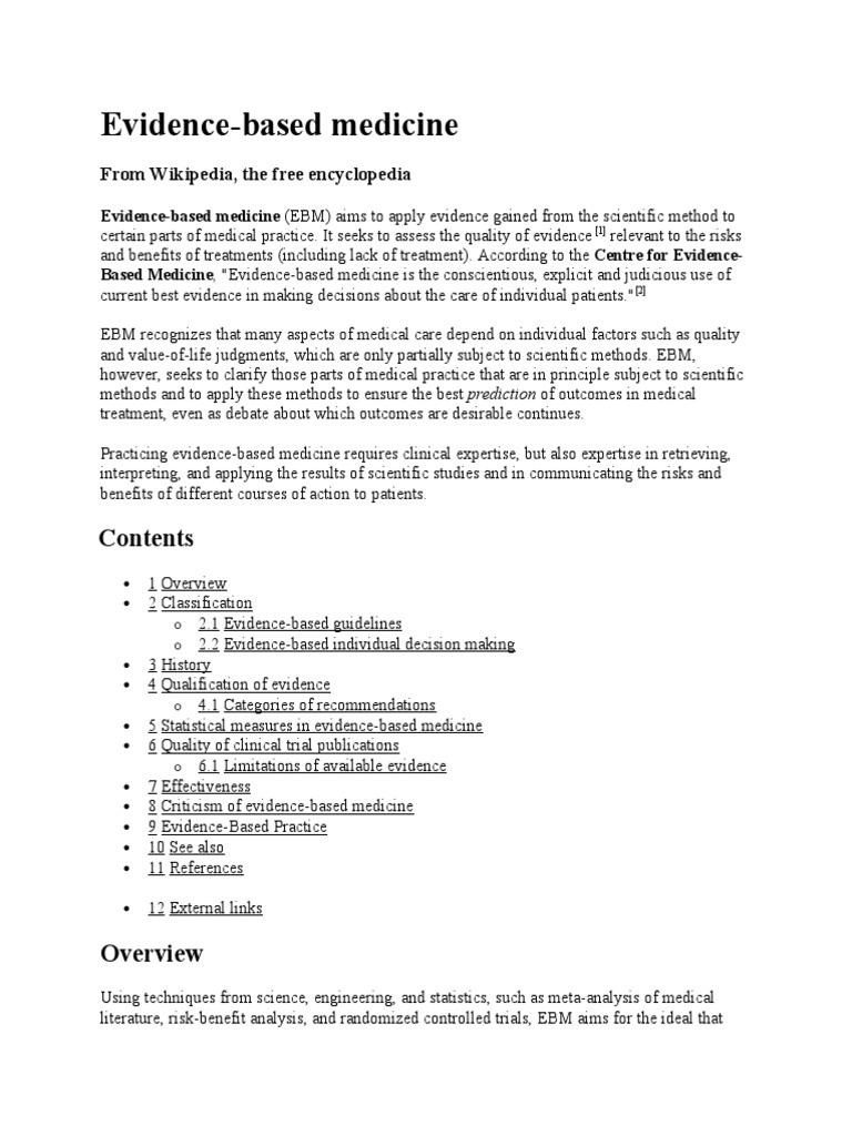Evidence Based Medicine PDF Evidence Based Medicine Healthcare