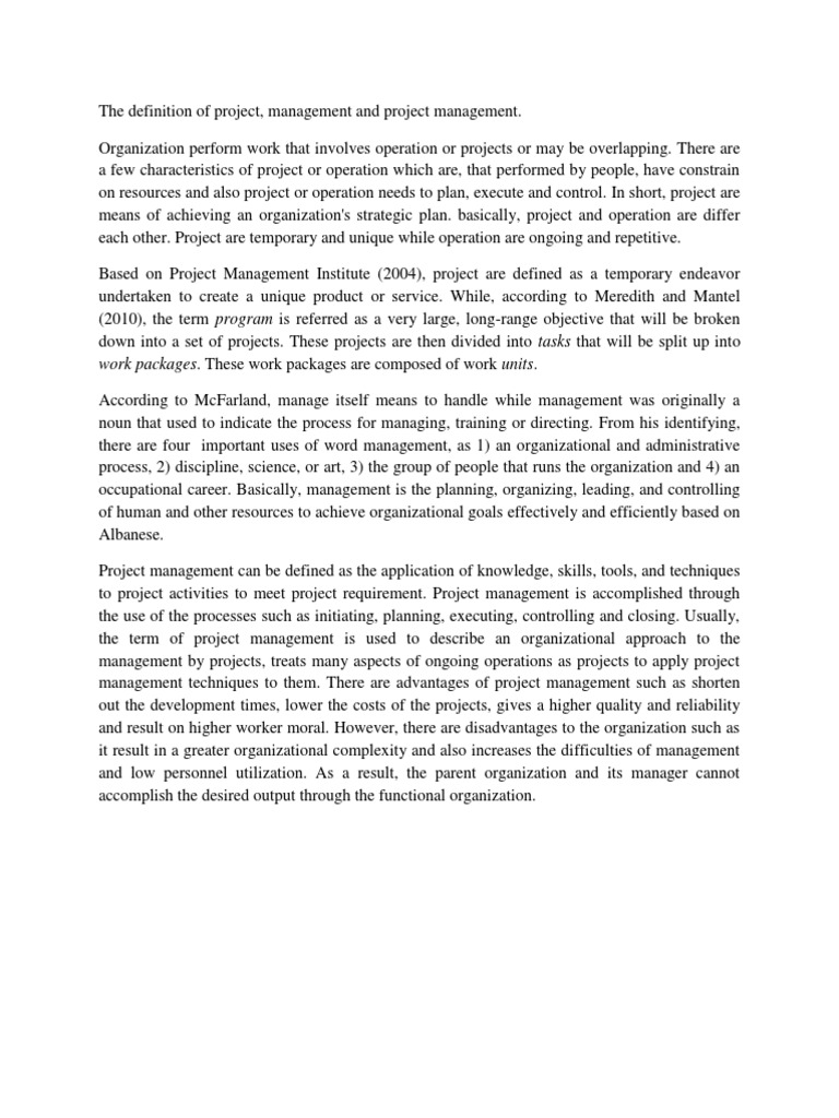 Definition of Project Management | PDF | Project Management | Business
