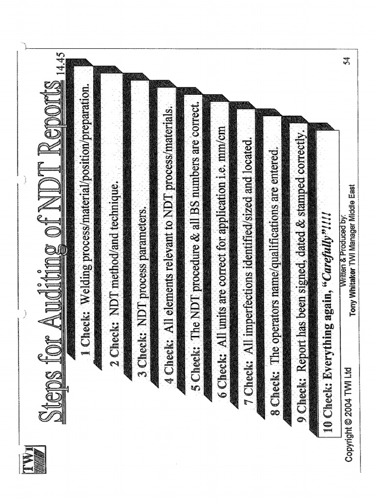 Steps For Audit. of NDT Reports | PDF