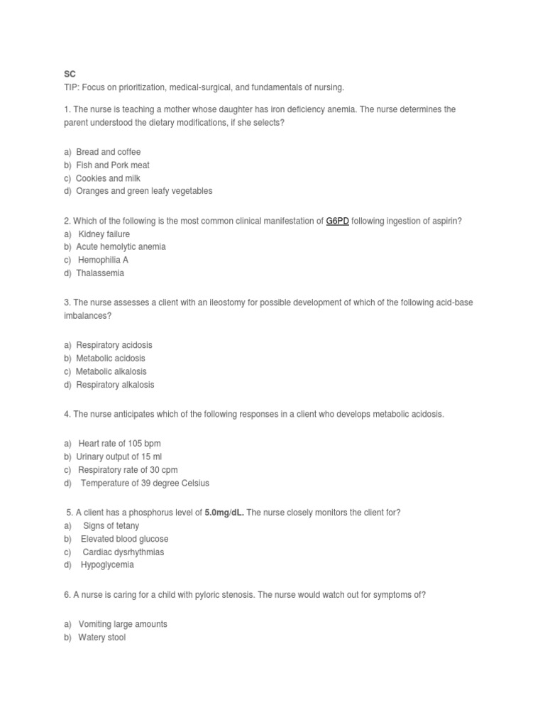 Saudi Nursing Exam Sample Questions | PDF | Cardiopulmonary ...