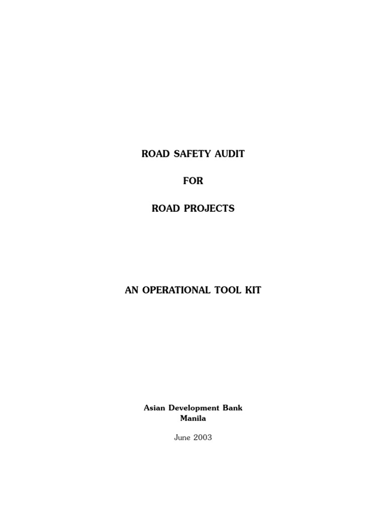 Road Safety Audit Toolkit for ADB | PDF | Road Traffic Safety ...