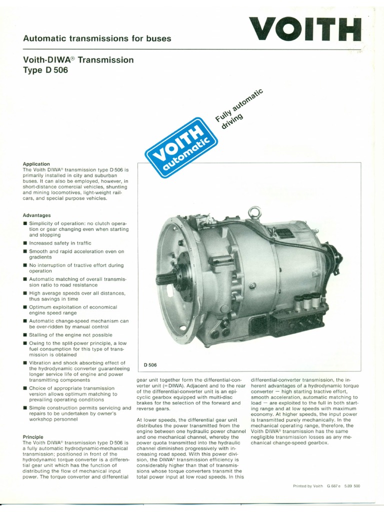 Voith DIWA Transmission Type D506 | PDF