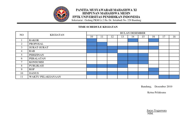 Time Schedule Kegiatan