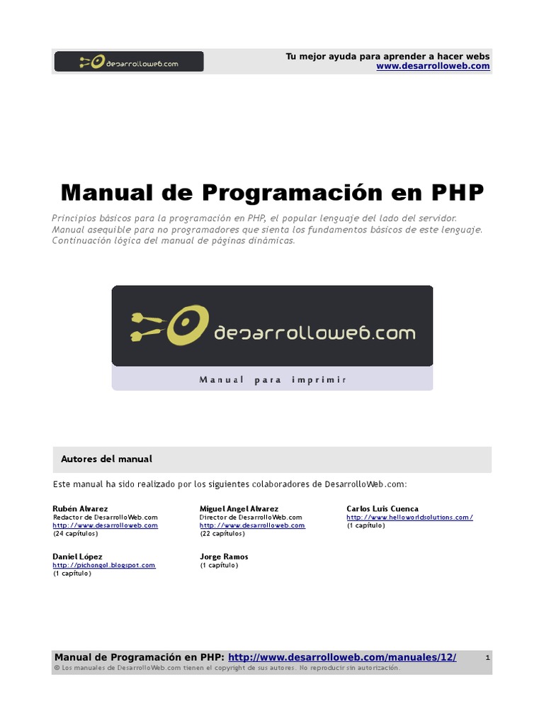 Manual de Programacion en PHP PDF | PDF | Php | Servidor HTTP Apache