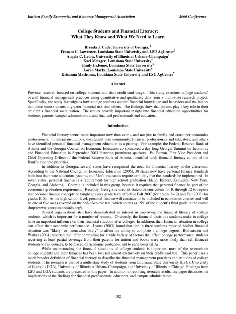 College Students' Financial Literacy Insights | PDF | Credit Card ...