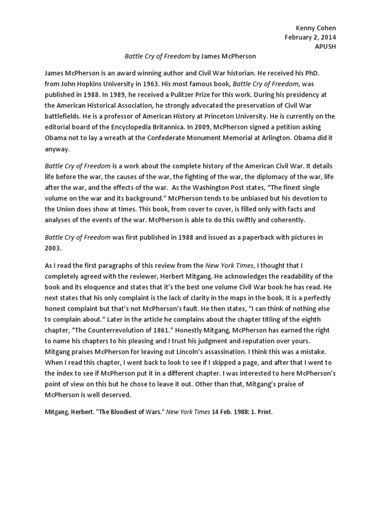 Battle Cry of Freedom by James McPherson | PDF | Unrest | Books
