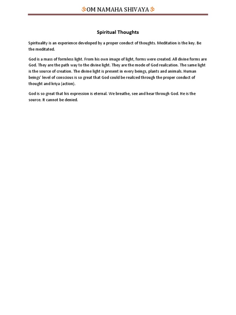 Spiritual Thoughts | PDF | Self-Improvement | Religion & Spirituality