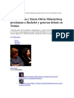 28 de noviembre de 2013 Faride Zerán y María Olivia Mönckeberg proclaman a Bachelet y generan debate en Twitter