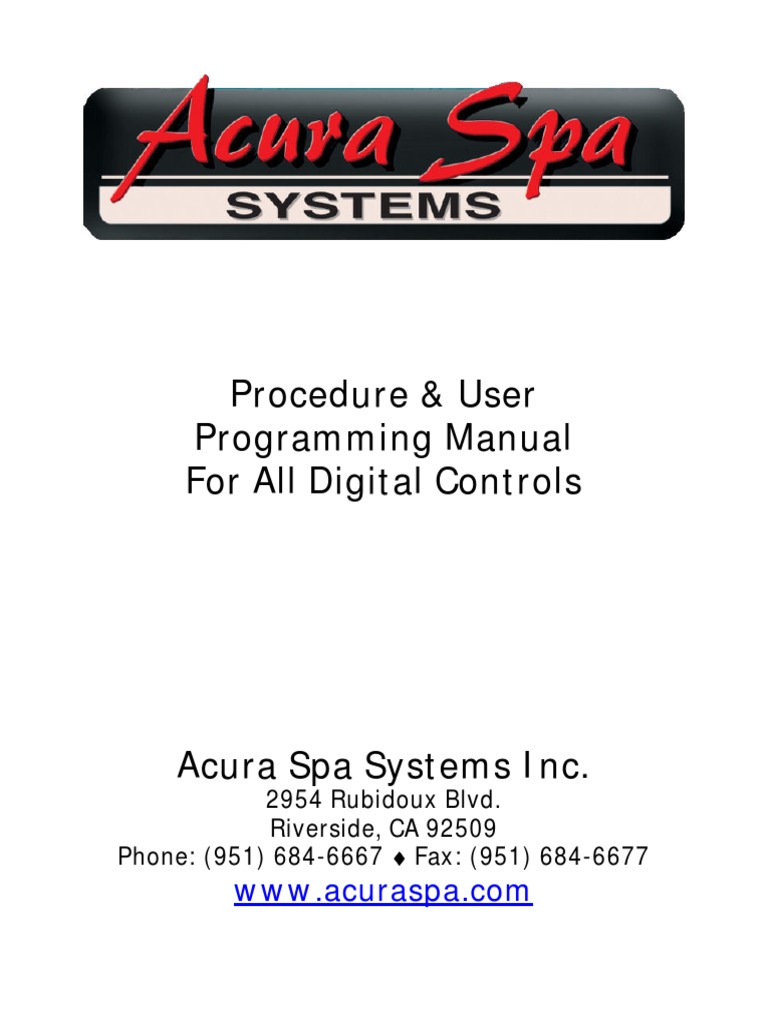 Acura Spa Systems Inc Manual PDF Hypothermia Hyperthermia