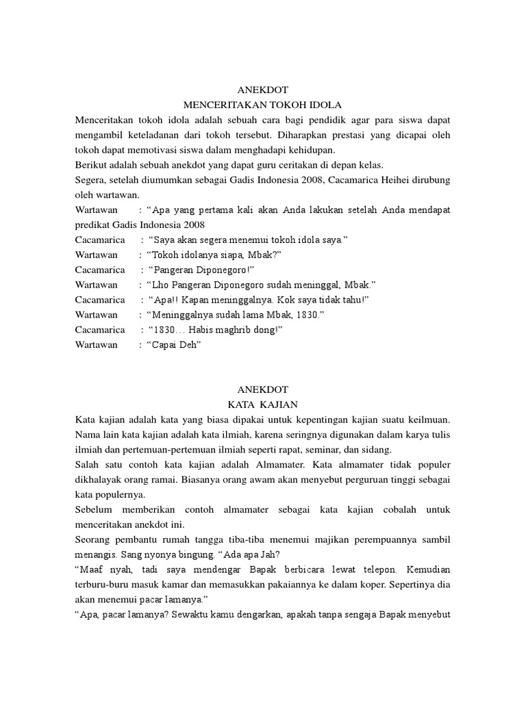 Pelajaran Bahasa Indonesia Anekdot