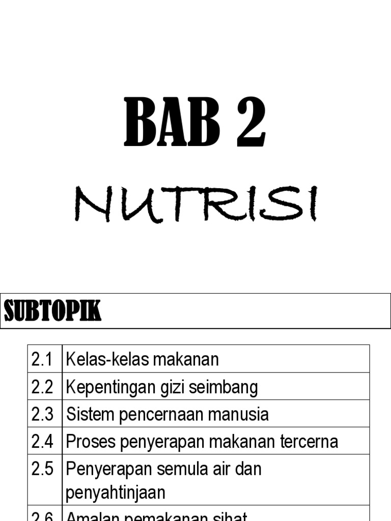 Latihan Sains Tingkatan 2 Bab 3 Nutrisi