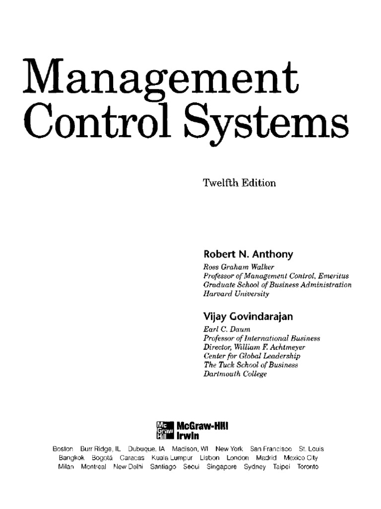 Management Control Systems Overview | PDF | Strategic Management ...