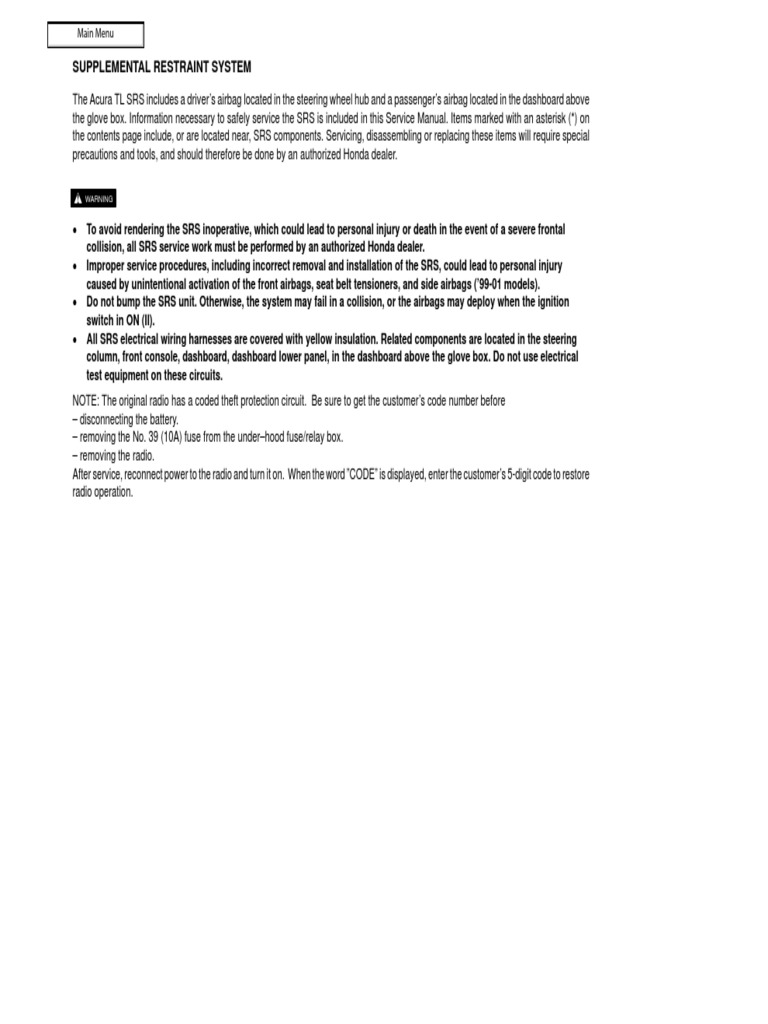 Acura 2.5TL 3.2TL (1995 -1998) Service Manual_Part1 | Airbag | Transmission  (Mechanics)