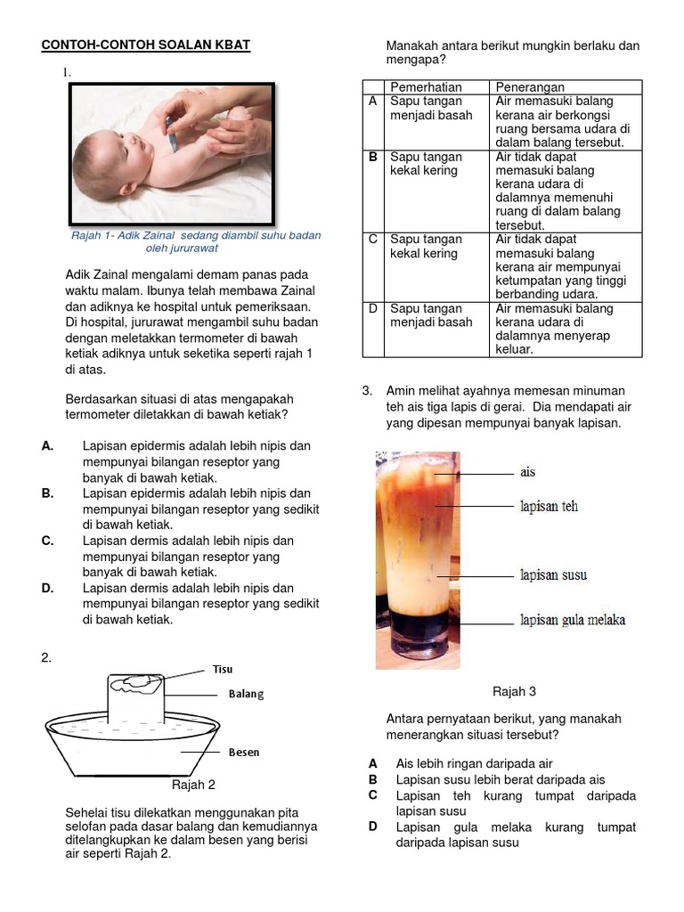 Contoh Soalan Kbat, kbat, SAINS