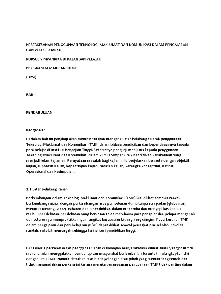 Keberkesanan Penggunaan Teknologi Maklumat Dan Komunikasi Dalam Pengajaran Dan Pembelajaran Pdf