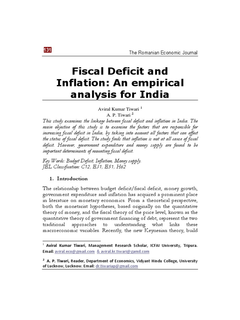 Fiscal Deficit and Inflation in India | PDF | Deficit Spending | Fiscal ...