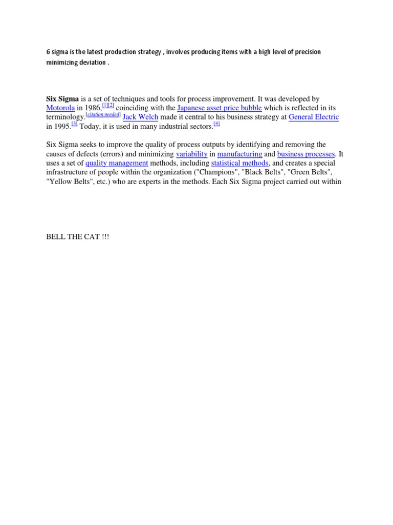 Six Sigma: Tools for Process Improvement | PDF | Business