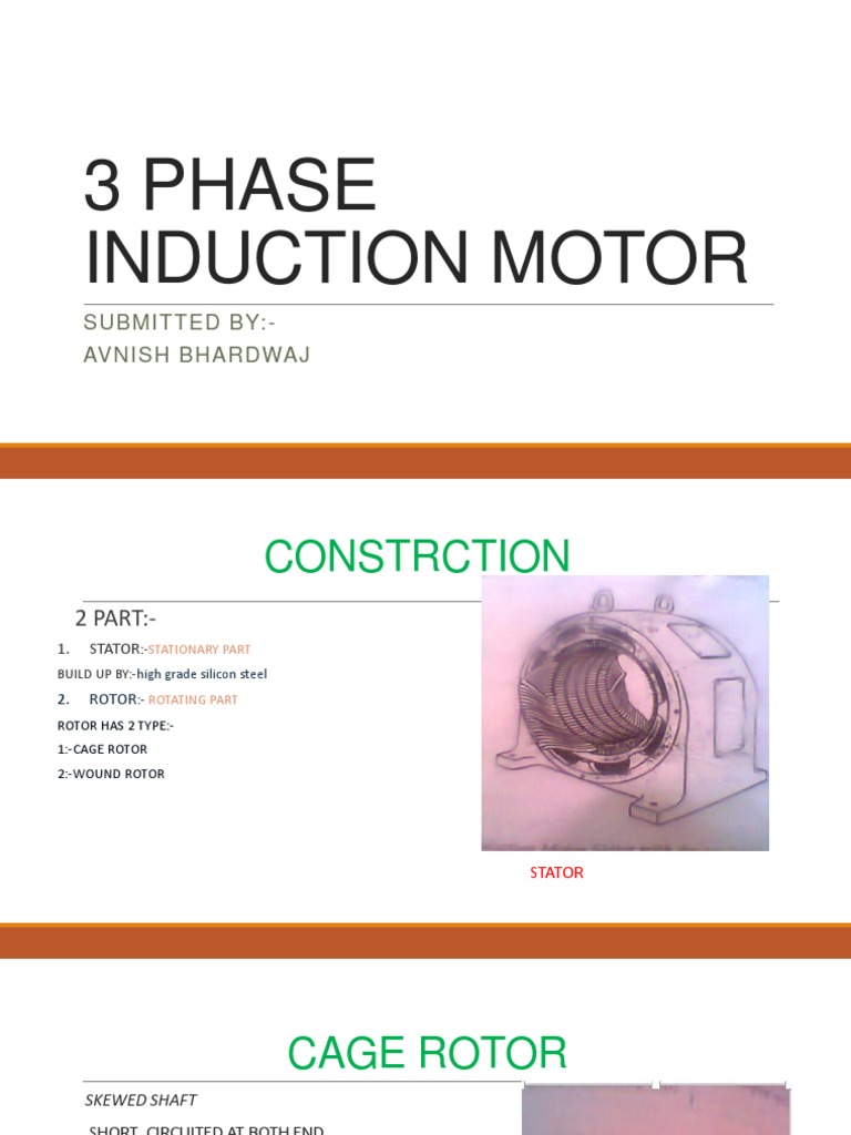 Induction Motor: Stator and Rotor Types | PDF | Computers