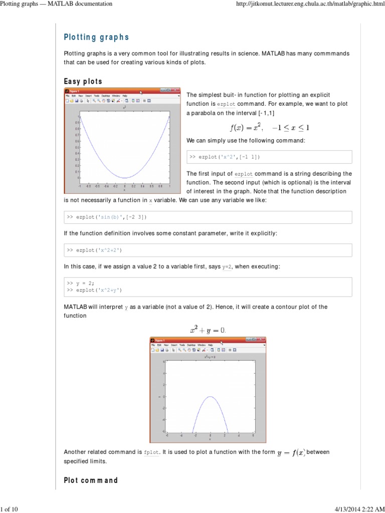 Plotting Graphs - MATLAB Documentation | PDF | Function (Mathematics ...