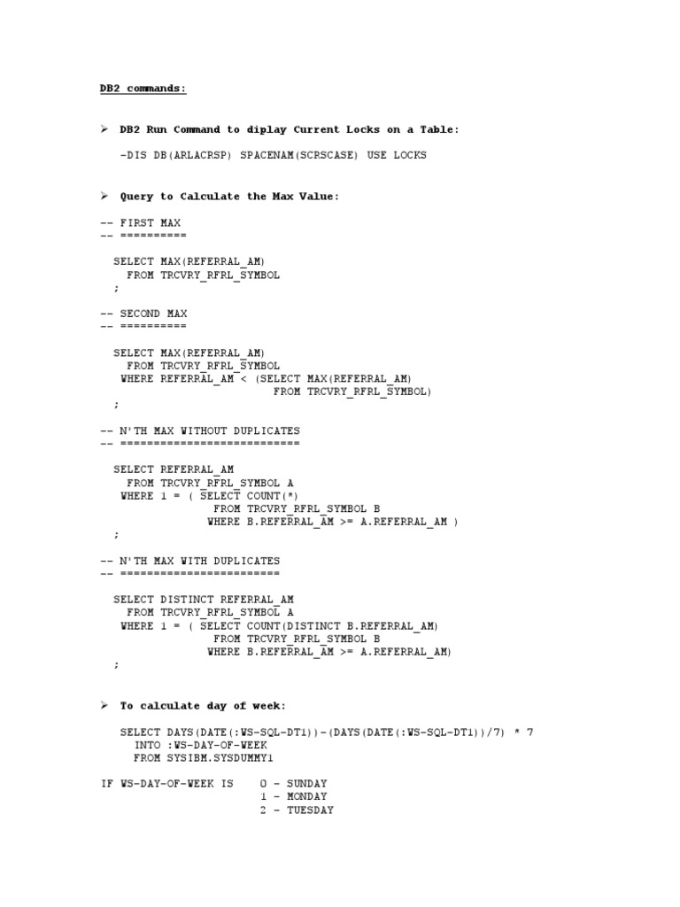 DB2 Commands SQL Important Queries Data Management Databases Free 30day Trial Scribd
