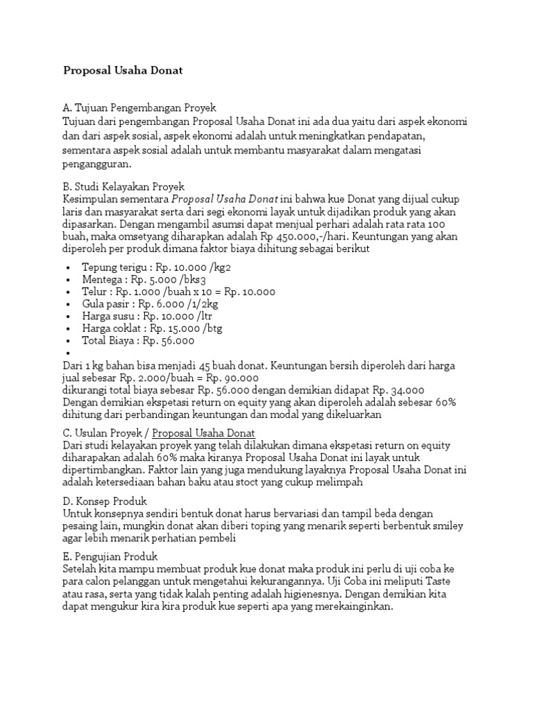 Proposal Usaha Donat PDF