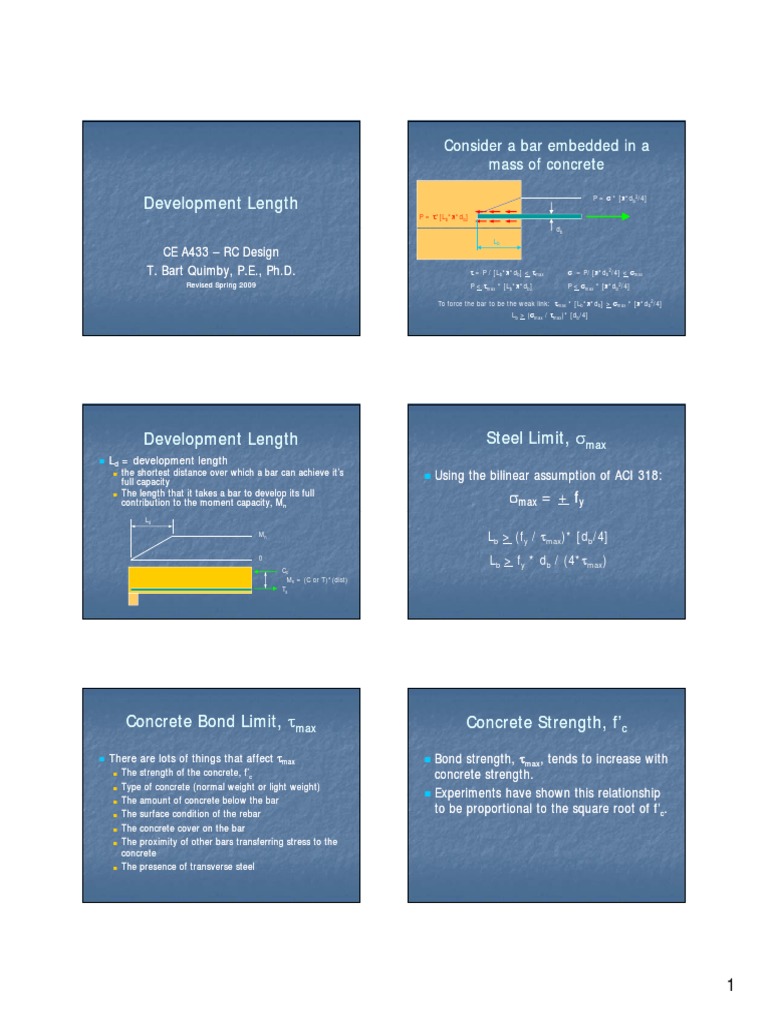 DevelopmentLength - Reinforced Concrete | PDF | Teaching Mathematics