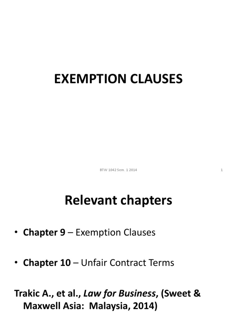 Law Exemption Clause PDF Breach Of Contract Legal Ethics
