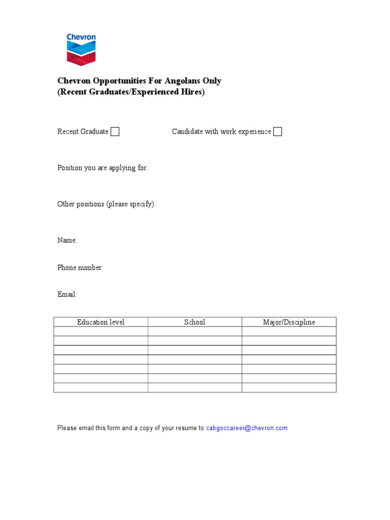 Chevron Job Application Form | PDF
