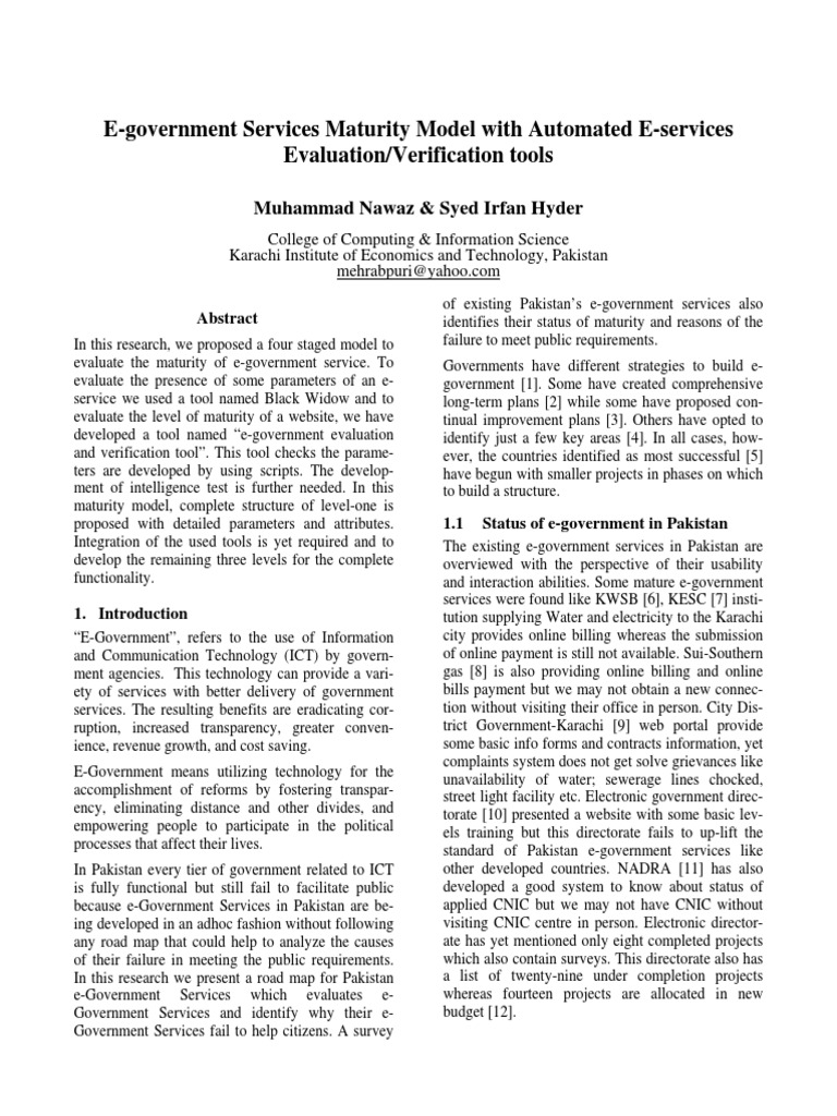 E-Government Services Maturity Model | PDF | E Government | Websites