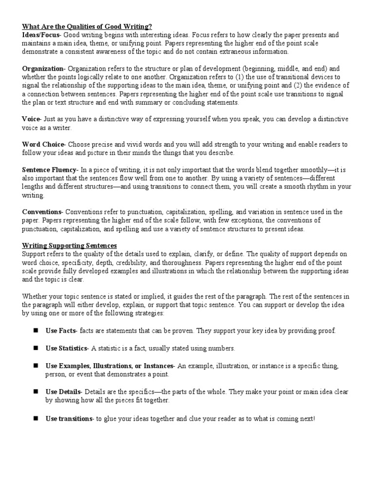 What Are The Qualities Of Good Writing Pdf Sentence Linguistics