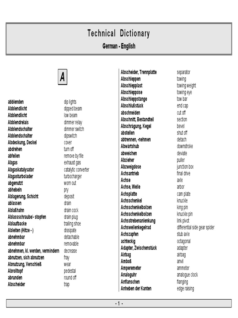 Technical Dictionary DeEn PDF