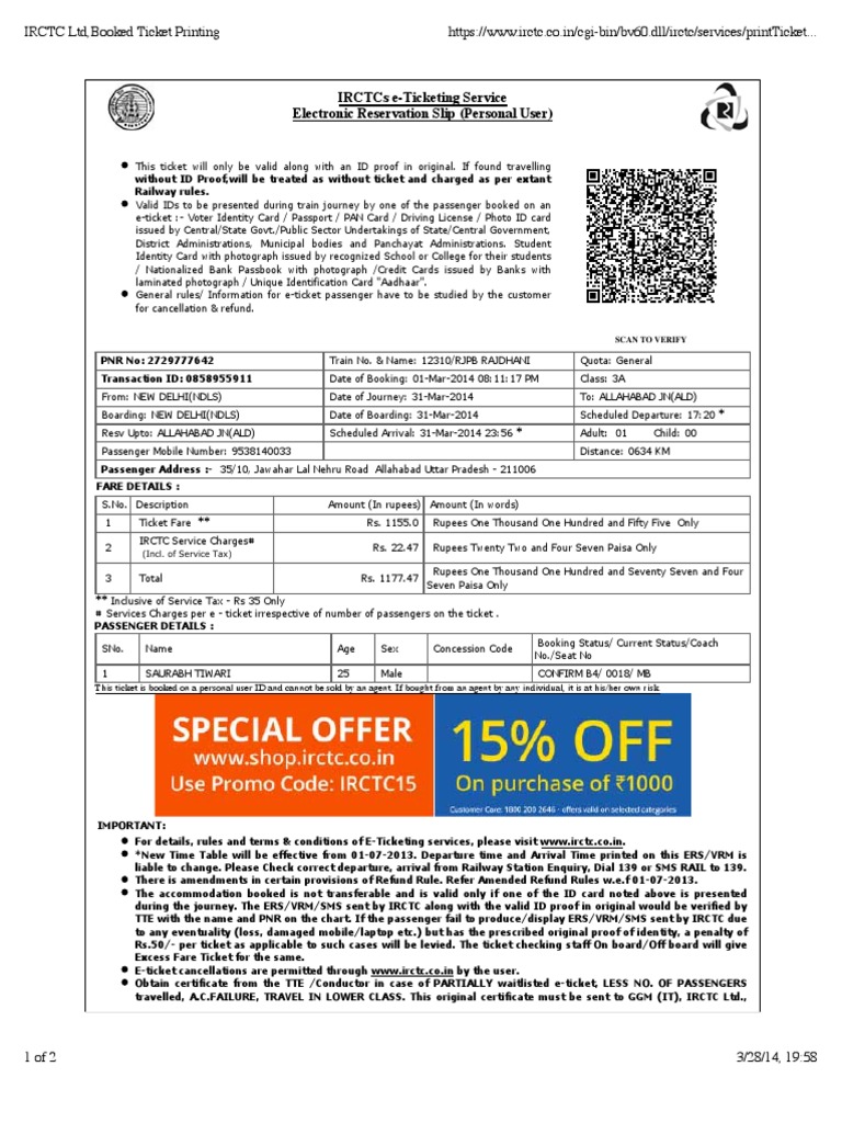 IRCTC E-Ticketing Guidelines and Details | PDF | Identity Document ...