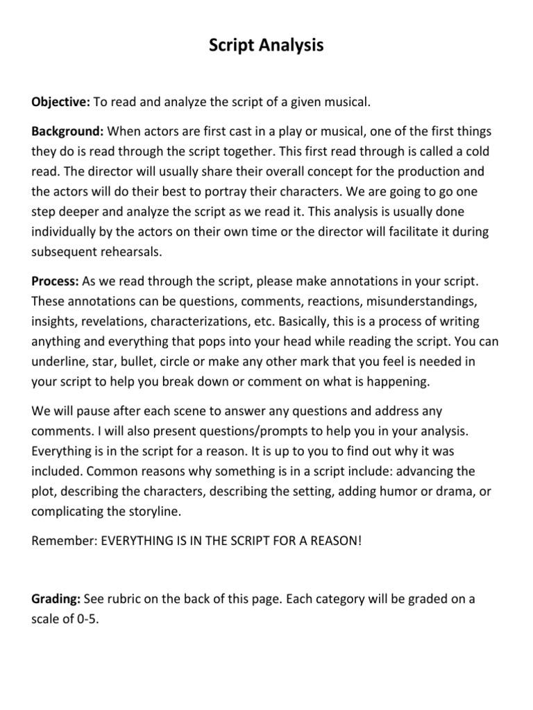 Script Analysis Screenplay Cognition Free 30day Trial Scribd