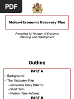 Malawi Economic Recovery Plan: Presented by Minister of Economic Planning and Development