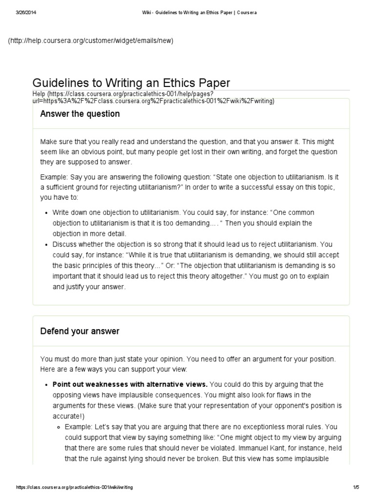 Guidelines To Writing An Ethics Paper Coursera  PDF