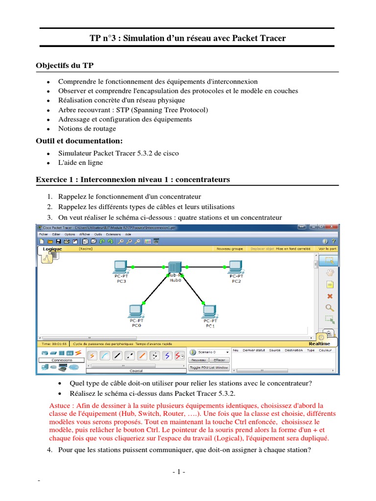 TP Réseau : Simulation avec Packet Tracer | PDF | Commutateur réseau ...