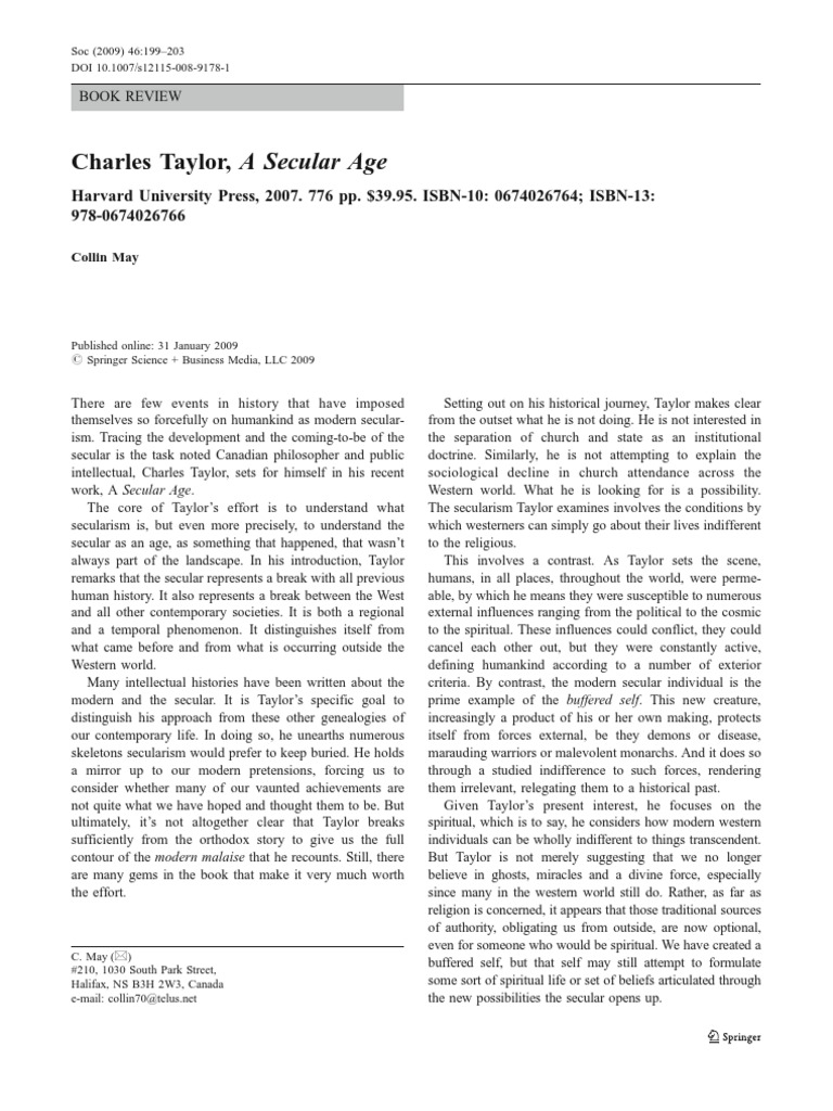 Review of Charles Taylor's A Secular Age | PDF | Friedrich Nietzsche ...
