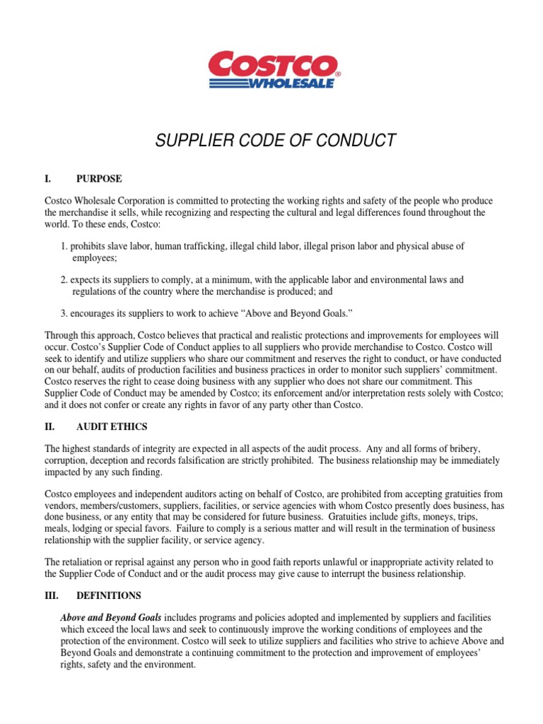 Costco_Supplier Code of Conduct Costco Overtime Prueba gratuita