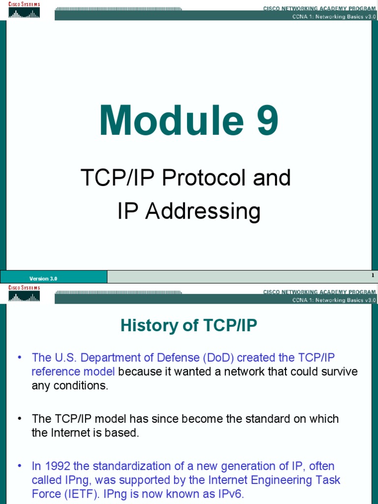TCP/IP Protocol Overview and Addressing | PDF | Internet Protocol Suite ...