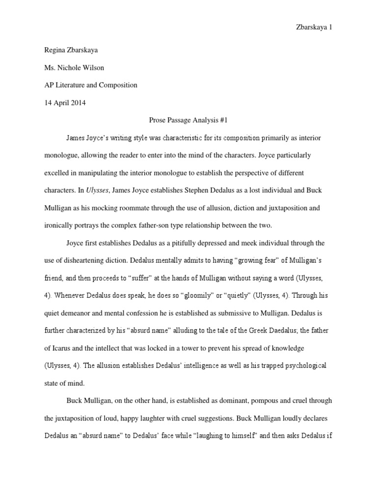 Prose passage essay image