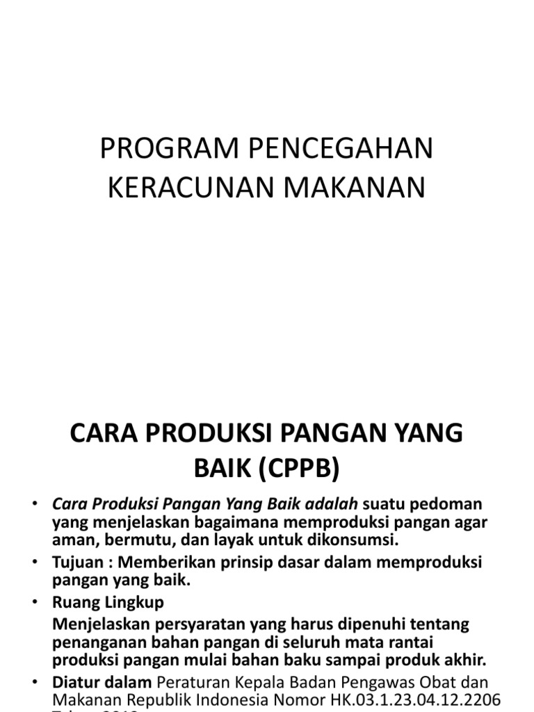 Program Pencegahan Keracunan Makanan Pdf