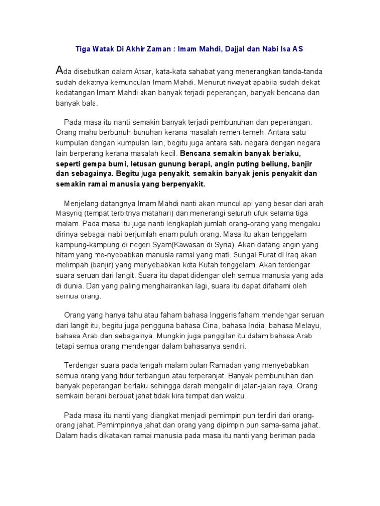 Tiga Watak Di Akhir Zaman Pdf